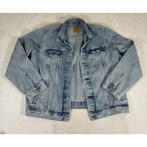 Nwt GAP Denim Trucker Jacket Mens Large Stone Wash Light 100% Cotton Charity